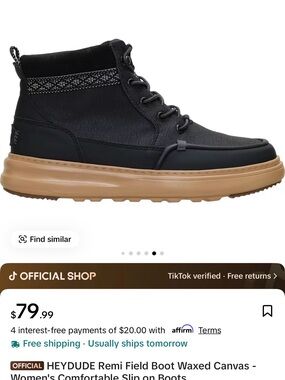 Hey Dude Women’s size 7 Remi Field Boot Waxed Canvas brand new in box